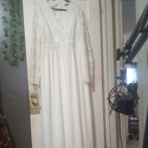 SHEIN White Lace Long Sleeve Dress